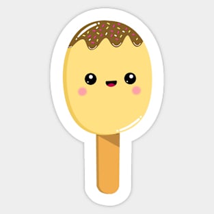 Cute yellow lollipop, kawaii ice lolly, ice cream, summer foods, Sticker